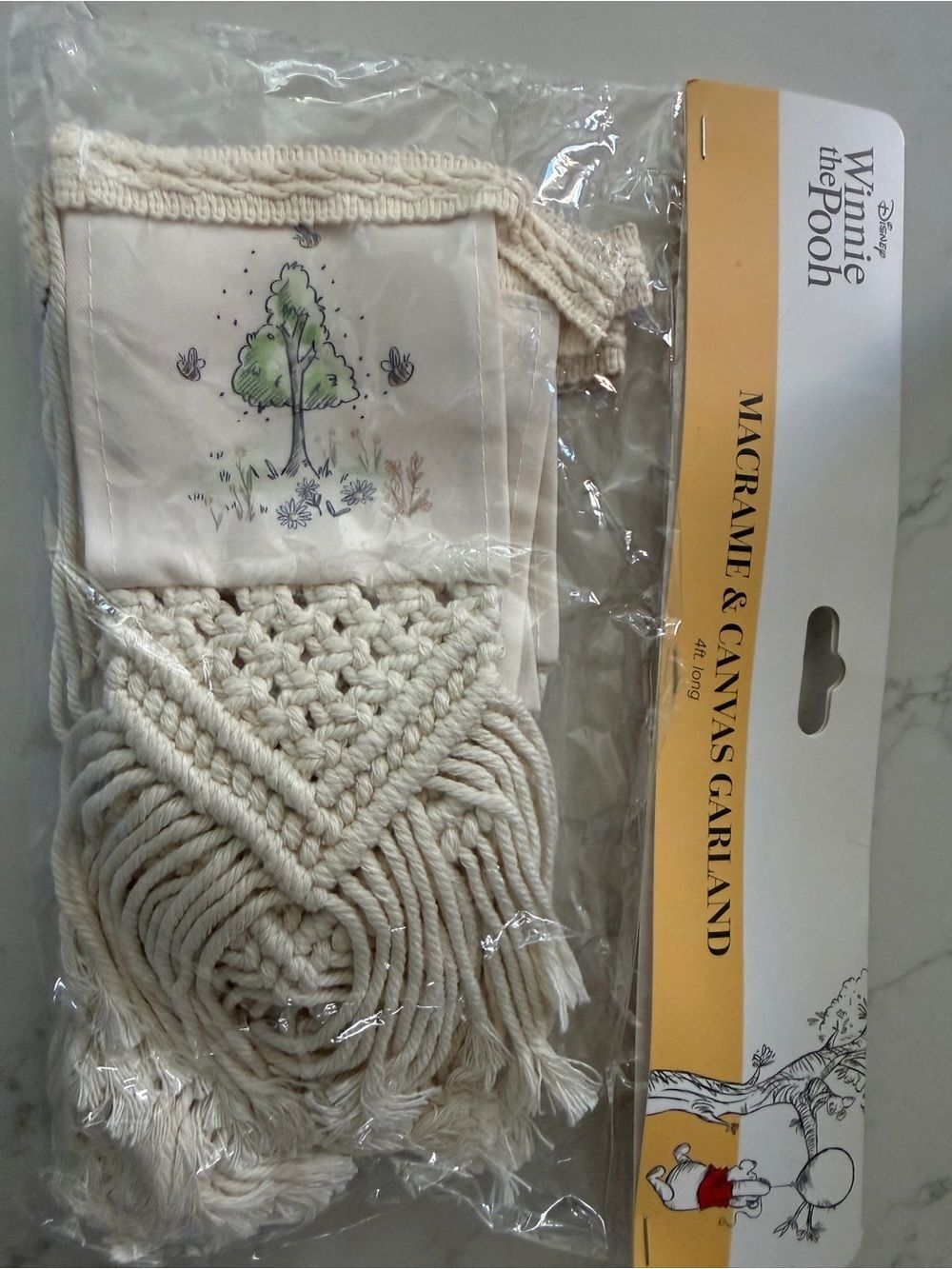Winnie the Pooh Cream Macrame & Canvas Garland